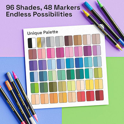 ARTISTRO Paint Markers - Acrylic Pens for Rock, Glass, Fabric, DIY - Art Supplies - 24 Dual Brush Tip Markers
