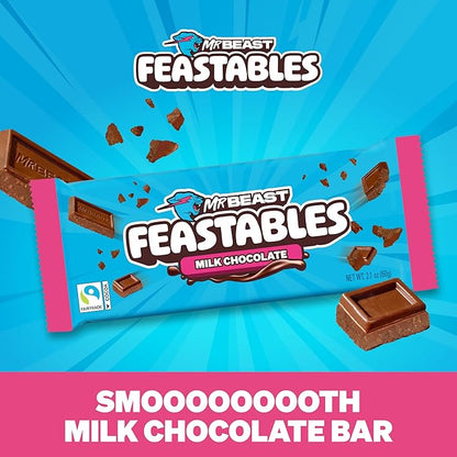 Feastables MrBeast Milk & Cookies Pack, King Size Milk Chocolate & Cookies & Creme Bars, 10 Each, Candy Bars for Adults & Kids as Snacks, Gifts, or Dessert, Fairtrade Cocoa, 2.1 Oz Each, 20 Count