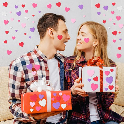 200 PCS Foam Valentines Stickers, Self-Adhesive Heart Stickers Valentine Decor, Matte Heart Foam Stickers, 3 Sizes Valentines Sticker Pink White Red Valentine Craft Supplies Adults Decoration