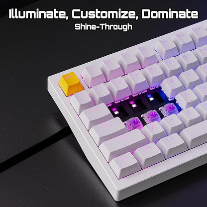 LEMOKEY P1 HE 75% Wireless Custom Mechanical Gaming Keyboard with Gateron Double-Rail Magnetic Switches Knob Version, QMK 2.4 GHz Bluetooth 5.2 RGB Backlight Compatible with Mac Windows Linux-White