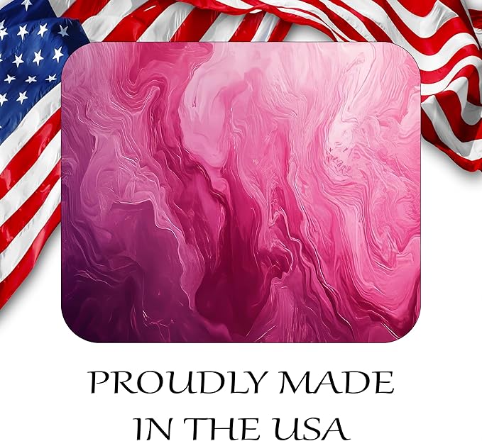 Pink Marble Agate Mouse Pad Mat Mousepad for Desk Computer Laptop PC Gaming Home or Office Gift Marbled Abstract (Dark Pink MP43)