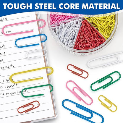 1000 Paper Clips Assorted Sizes, Large, Medium, and Small Colored Paper Clips, Durable, Rustproof, Great for Office Supplies, School, Home Organization(50mm, 33mm, 28mm)