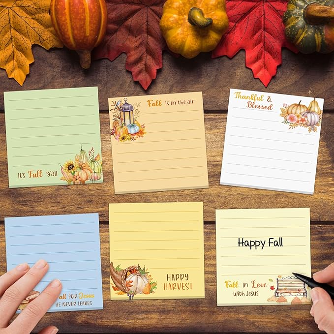 30 Pack Fall Bible Sticky Notes - 600 Sheets Christian Notepads Thanksgiving Sticky Notes Religious Bible Verse Quotes Notepads for Message Reminder Fall Thanksgiving Gifts