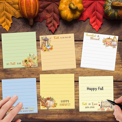 30 Pack Fall Bible Sticky Notes - 600 Sheets Christian Notepads Thanksgiving Sticky Notes Religious Bible Verse Quotes Notepads for Message Reminder Fall Thanksgiving Gifts