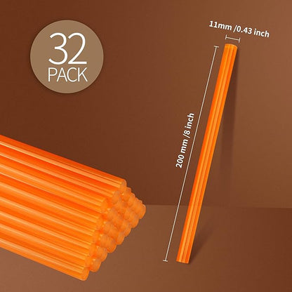 MATUFF Yellow High Viscosity Hot Glue Sticks, 32 pcs, 0.43' Dia x 8' Long, for DIY, Arts, Crafts, Repairs