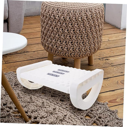 Anti-Slip Office Foot Rest Under Desk Raised Footstool with Rocking Motion Stable Non-deformable Footrest for Work and Home Space-Saving Foot Support Stool in White