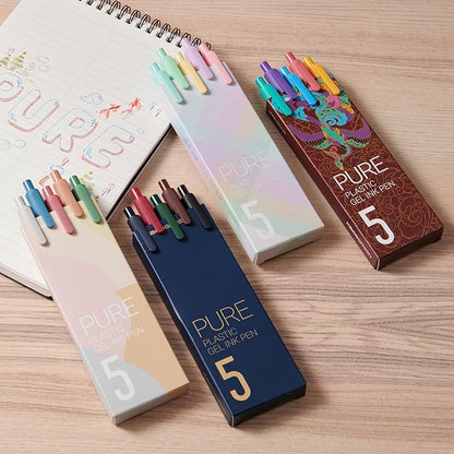 Kaco Gel Pens 20 Assorted Color Ink 0.5mm Fine Point, Cute Stationery Journaling Note Taking Pens Retractable Office Supplies