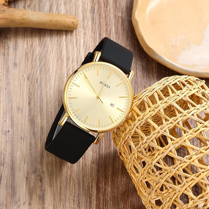 BUREI Men Wrist Watches Fashion Minimalist Analog Quartz Waterproof Watches for Men