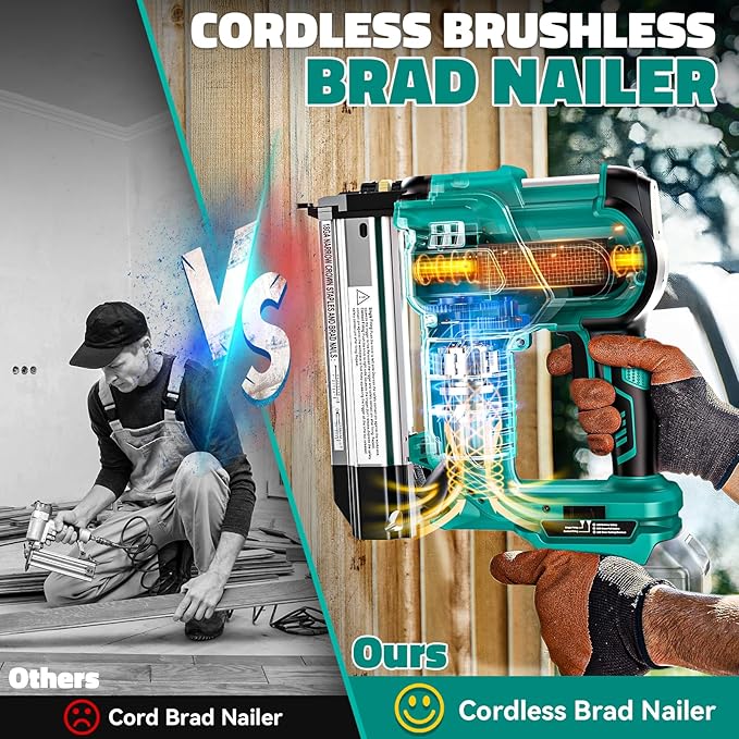 Ecarke Cordless 2 Inch Brad Nailer Compatible with Makita 18V Battery(No Battery),2 in 1 Electric Nail Gun,18GA Staple Gun with 1000 Nails, Battery Powered Nail Gun for Trim Wood Crafting Carpentry
