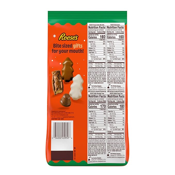 REESE'S Assorted Flavored Peanut Butter Shapes, Christmas Candy Bag, 31.94 oz