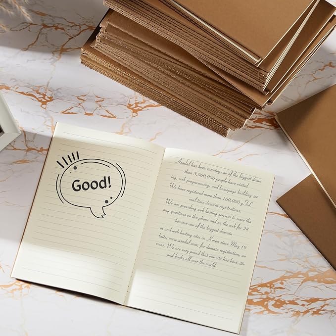Mimorou 100 Pcs Kraft Notebook Journals 5.5 Inch x 8.3 Inch A5 Softcover Notebooks Bulk for Writing Sketch Office Notepad with 60 Pages 30 Sheets (Dark Brown,Lined)