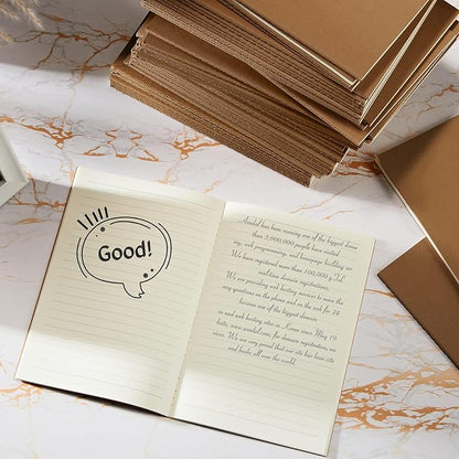 Mimorou 100 Pcs Kraft Notebook Journals 5.5 Inch x 8.3 Inch A5 Softcover Notebooks Bulk for Writing Sketch Office Notepad with 60 Pages 30 Sheets (Dark Brown,Lined)