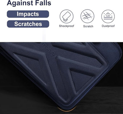 MOSISO 13-13.3 inch Laptop Hard Case, 14 inch Shockproof Waterproof Laptop Case Hard Shell Compatible with MacBook HP Dell, Carrying Sleeve Computer Bag with Sturdy Handle&Front Pocket&Belt, Navy Blue