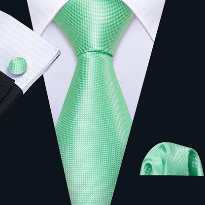 Barry.Wang Tie Sets for Men Silk Solid Necktie Stain Ties Handkerchief Pocket Square Cufflinks Wedding Business Dyed