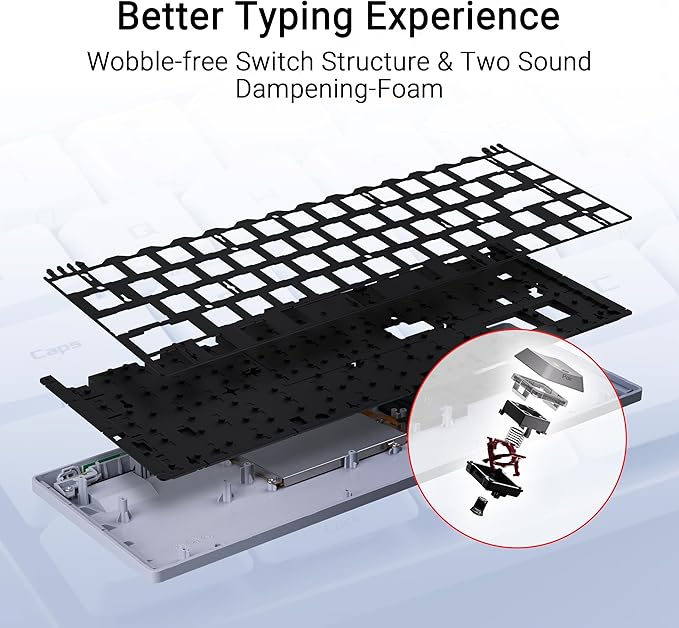ASUS ROG Falchion RX Low Profile Wireless Gaming Keyboard – 65% Compact TKL, Tri-Mode Connectivity, ROG RX Red Optical Switches, RGB, Touch Panel, Keyboard Cover, PC/Mac Support - White