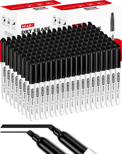 SFAIH Chisel Tip Dry Erase Markers Bulk, 144 Pack Black White Board Markers for Conference Centers, Auditoriums, Large Churches & Seminar Events, Non-Toxic Easy Clean