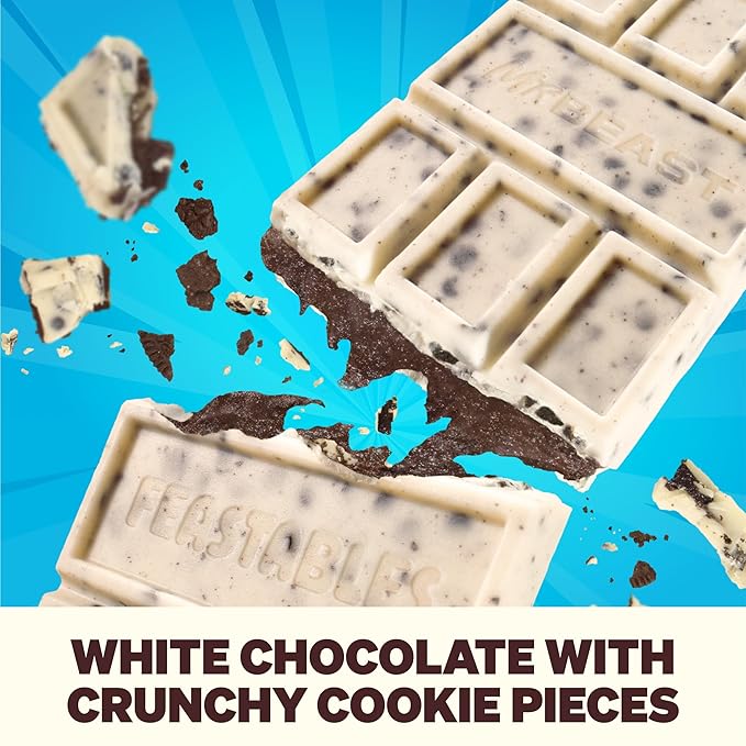 Feastables MrBeast Milk & Cookies Pack, King Size Milk Chocolate & Cookies & Creme Bars, 10 Each, Candy Bars for Adults & Kids as Snacks, Gifts, or Dessert, Fairtrade Cocoa, 2.1 Oz Each, 20 Count