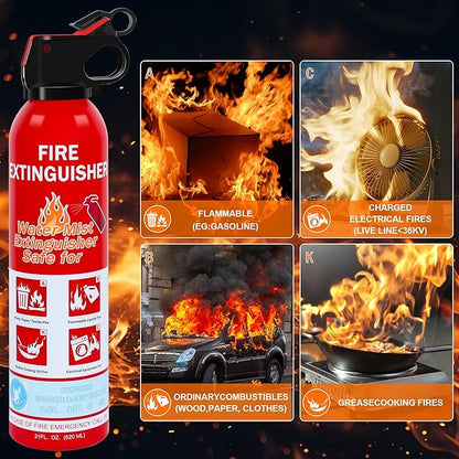 1 Pack Fire Extinguisher for Home, Kitchen, Car, and Grill,Ompact Water-Based A, B, C, K Extinguisher with Portable Non-Toxic Prevent Re-Ignition Easy Clean