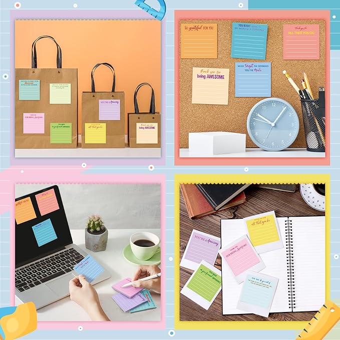 Yinder 12 Pcs Employee Appreciation Sticky Notes Xmas Gift Bulk Motivation Note Pads Mini Inspirational Note Gift for Teacher Nurse Staff Coworker Office Supply 3 x 3'' (Appreciation,Light Color)