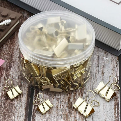 TecUnite 150 Pcs Binder Clips Assorted Sizes Gold Paper Clamps Clips Large Medium Small Office Supplies