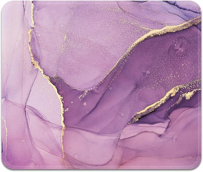 Square Mouse Pad with Stitched Edge, Premium Mousepad Washable Cloth. Computer Mouse Pad with Non-Slip Rubber Base, Mouse Pads for Computers Laptop Mouse 9.25x7.75x0.12 inch-Purple Marble