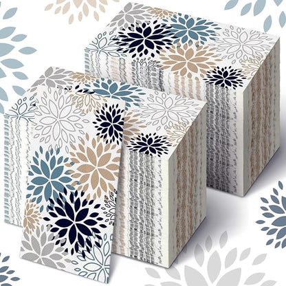 Karenhi 200 Pcs Floral Hand Paper Towel 2 Ply Dahlia Flower Guest Napkins Spring Guest Paper Napkins for Bathroom Disposable Hand Towels for Wedding Bridal Baby Shower Birthday Party