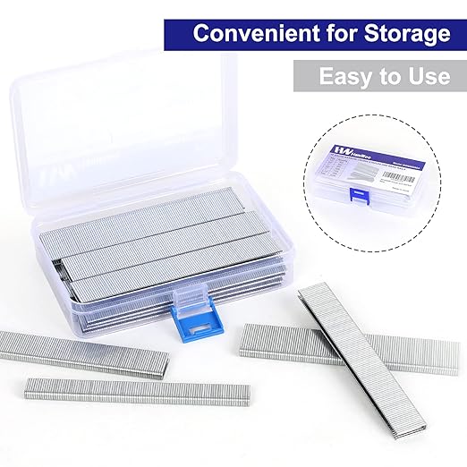 HW HAMWOO 18 Gauge 1/4" Narrow Crown Staples,Galvanized 18GA Nail Gun Nails Assorted, Suitable for Most Brand of 18 Gauge Pneumatic and Electric Brad Nailer (1/2",3/4",1":3000PCS)