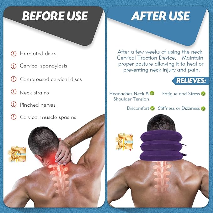 Neck Stretcher, Neck Traction Device, Neck Pain Relief, Adjustable Inflatable Neck Brace & Neck Stretcher Cervical Traction, Neck Decompression Home Use