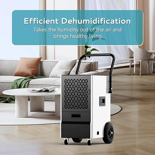 EUHOMY 160 Pints Commercial Dehumidifier, Large Dehumidifier With Drain Hose, Timer and 4 Wheels,Industrial Dehumidifiers for Flood Repair, Drying Basement, Warehouse and Factory