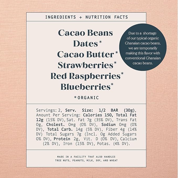Spring & Mulberry Dark Chocolate Bars – Healthy Dark Chocolate, Date-Sweetened - Mixed Berry 6 Pack
