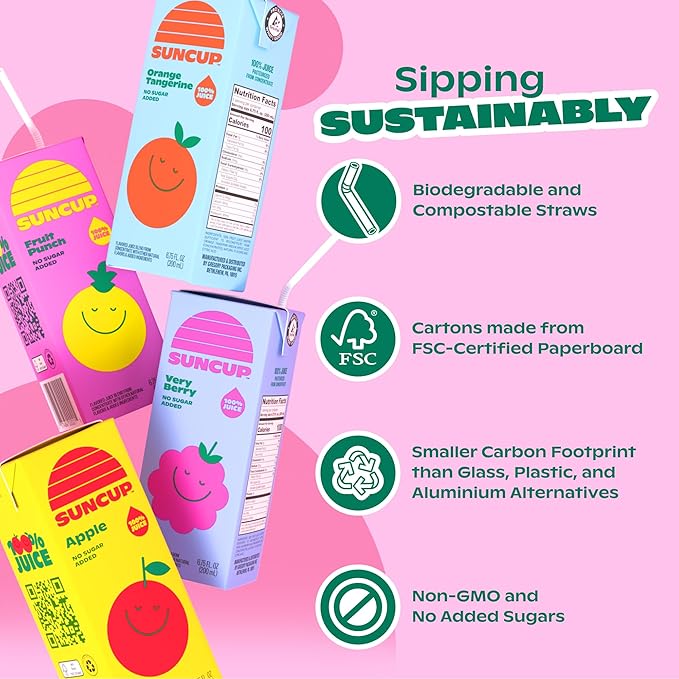 SunCup Juice - Apple Juice (40 Pack) 6.75 oz Juice Box with Straw | No Sugar Added Apple Blend for Kids, Bulk Pack for School Lunches, Snacks, Travel, Parties, Sports Teams, and Everyday Drinks