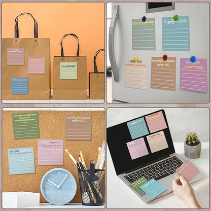 Yinder 12 Pcs Employee Appreciation Sticky Notes Xmas Gift Bulk Motivation Note Pads Mini Inspirational Note Gift for Teacher Nurse Staff Coworker Office Supply 3 x 3'' (Appreciation,Morandi Color)