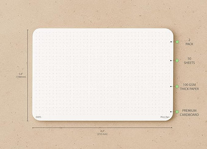 CLEVER SIGNS A5 Dot Grid Notepad - 2 Pack (5,8" x 8,3")- Medium Dotted Memo Desk Pads-Premium Paper with Cardboard Back Support - Ideal for Note-taking, Planning, Sketching, and Journaling