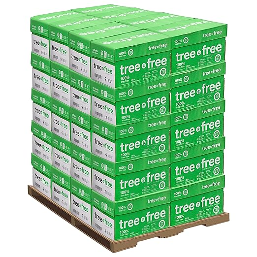 Tree Free Copy Paper 8.5 x 11, 92 Bright 20 lb. Made from Sugarcane Waste Fiber Carbon Neutral 40 Carton - 200,000 Sheet Pallet