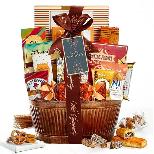 Broadway Basketeers Sympathy Gift Baskets – Bereavement & Condolences Care Package with Gourmet Snacks - Thoughtful Sympathy Gifts Delivery for Loss of Loved One, Funeral, or Kosher Shiva