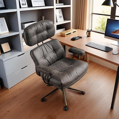 Faux Leather Executive Office Chair - Big and Tall Ergonomic Home Office Chair,Reclining Computer Desk Chairs with Lumbar Support,Adjustable Task Swivel Rolling PC with Wheels,Grey,Suede