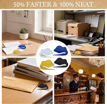 4 Pack Letter Opener Envelope Slitter,Mail Cutter with Safety Concealed Sharp Blade Neatly Opened Without Damage,Envelope Opener for Women,Men,Worker,Students,Home,Office,Postal for Package,Paper Cut