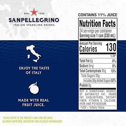 Sanpellegrino Italian Sparkling Drink Pompelmo, Sparkling Grapefruit Beverage, 24 Pack Of Cans