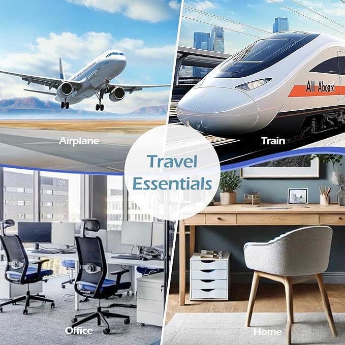 Airplane Foot Hammock, Portable Airplane Footrest to Relax Feet, Adjustable Foot Hanger for Long Trip Home Office, Travel Essentials, Navy
