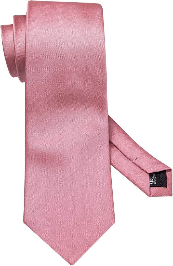 Barry.Wang Tie Sets for Men Silk Solid Necktie Stain Ties Handkerchief Pocket Square Cufflinks Wedding Business Dyed