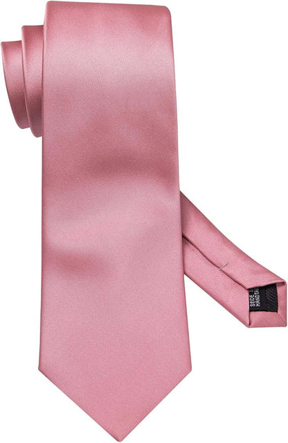 Barry.Wang Tie Sets for Men Silk Solid Necktie Stain Ties Handkerchief Pocket Square Cufflinks Wedding Business Dyed
