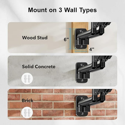 HUANUO Dual Monitor Wall Mount for 17-32 Inch Computer Screen Mount (4.4-17.6lbs Per Arm) - VESA 75x75/100x100 Height Adjustable Stand for Dual Monitors - Home Office Desk Setup