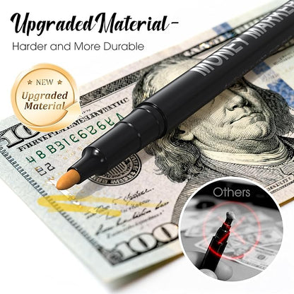 Counterfeit Money Detector Marker Pen, 3 Pack False Currency Checker Pack Easy to Use Fake Money Checker3 Times More Ink Upgraded Pen Tip