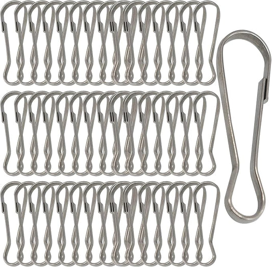 60 pcs Stainless Steel Small Spring Hooks 2.4inch/60mm Lanyard Clasp Zipper Snap Clips for Key Chain ID Card Badge Holders