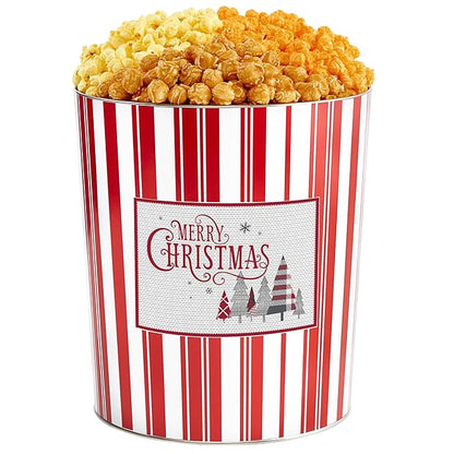 The Popcorn Factory Tins With Pop® 3.5 Gallon Merry Christmas Plaid Trees 3 Flavor