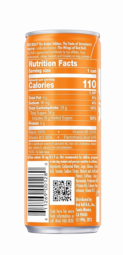 Red Bull Amber Edition Strawberry Apricot Energy Drink, 8.4 Fl Oz, 4 Cans (Pack of 4)