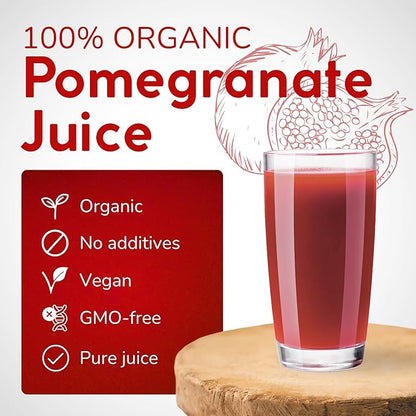 Organic Pomegranate Juice Box 101.4 Fl Oz | Pure Fruit Juice, Not From Concentrate | Organic, Vegan, Non-GMO | No Added Sugar, Easy-Pour Tap Packaging