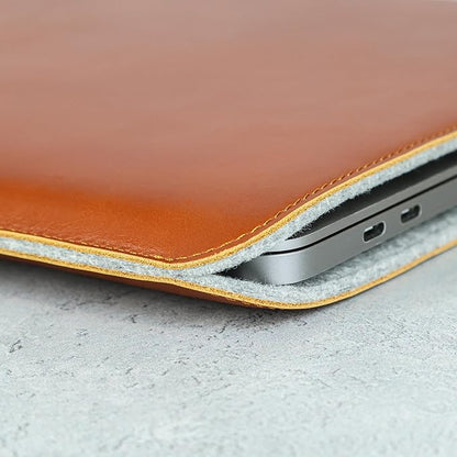 Casemade Real Leather Laptop Sleeve for MacBook Pro & Air Fits 13, 14, 15 & 16 Inch - Genuine Full Grain Leather with Soft Wool Lining (13 inch - Pro 2016-2023, Air M1/M2/M3/M4)