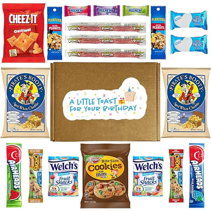 Hangry Kit Birthday Snack Box - (20 CT) Happy Birthday Basket Care Package - Contains Birthday Snacks, Cookies, Chips, Candy. Party Variety Box. (Funny 1)