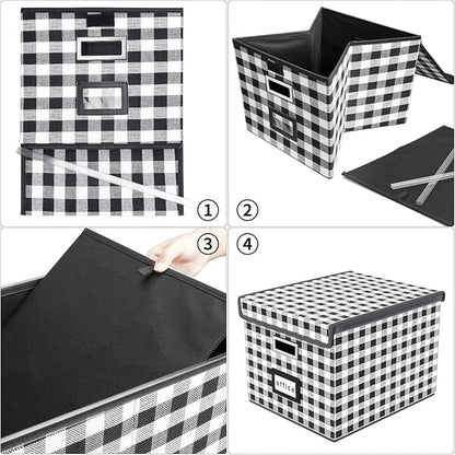 Huolewa Decorative File Organizer Boxes Office Document Storage with Lids, Linen File Storage Organizer Boxes, Universal Hanging Filing Organization Box for Letter/Legal Folder,Home File Storage Bins